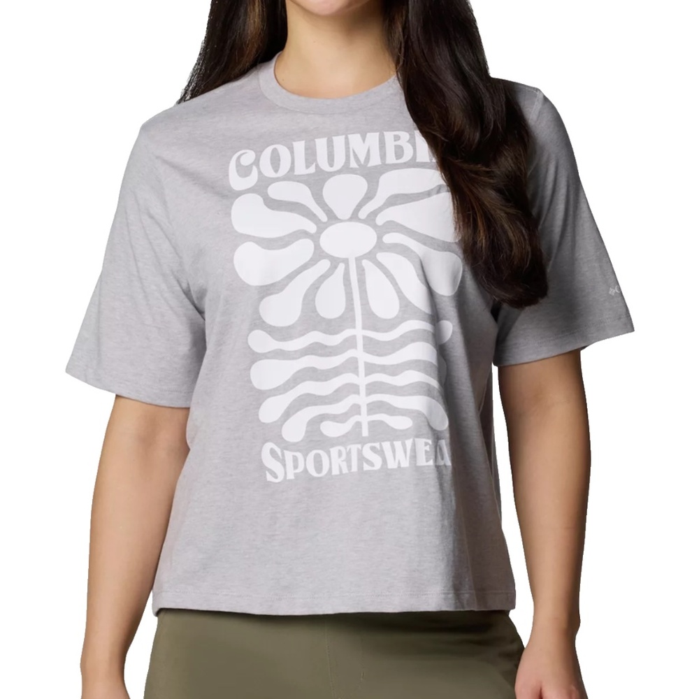 Women's Columbia North Cascades Relaxed Tee, Gray/White Flower Size XL